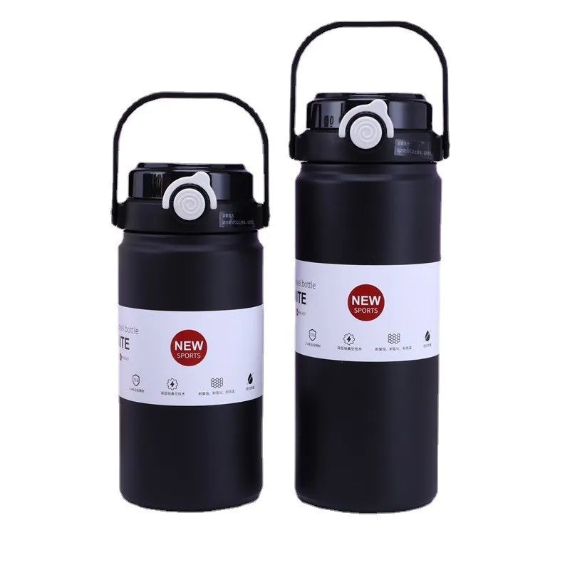 1L Stainless Steel Thermal Bottle with Straw – Vacuum Flask Hot & Cold Fitness Tumbler