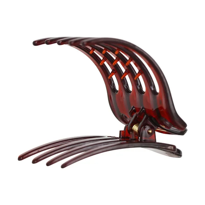 Simple Black Ponytail Hair Claw Clip – Korean Acrylic Barrette for Women