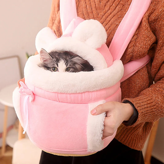 Pet Carrier Bag Cat Dogs Plush Backpack Outdoor Travel Walking Winter Warm Nest Kitten Puppy Hanging Chest Portable Carriers