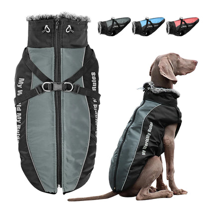 All-Weather Harness Dog Coat - Waterproof Winter Vest for Large Breeds - BeeTrendyShop.COM