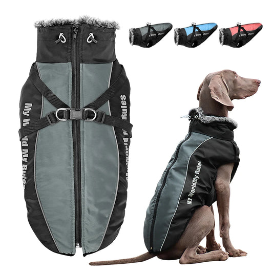 All-Weather Harness Dog Coat - Waterproof Winter Vest for Large Breeds