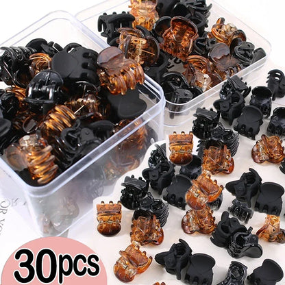 Mini Hair Claw Clips – Black Plastic Hairpins for Women, Girls & Kids