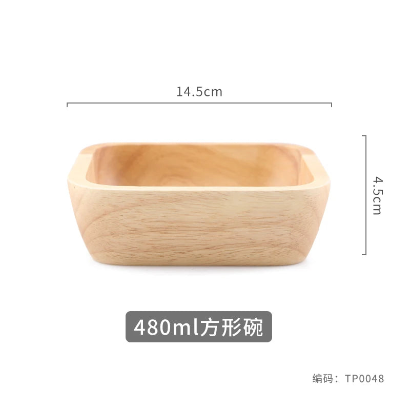 1pcs Japanese Square Wooden Bowl High-grade Creative Oak Fruit Salad Bowl Dessert Snacks Bowl Kitchen Accessories