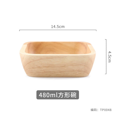 Japanese Square Oak Wood Bowl – High-Grade Fruit, Salad & Dessert Snack Bowl