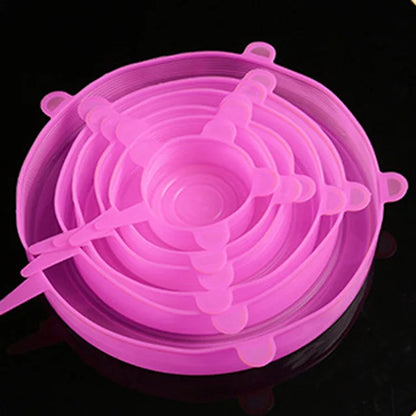 6-Piece Silicone Stretch Lids – Universal Microwave Food Covers & Elastic Bowl Caps