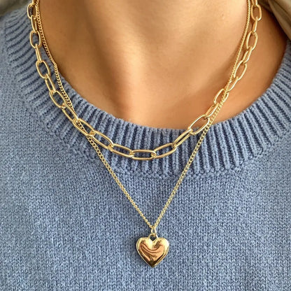 Vintage Layered Pendant Necklace – Women’s Link Chain Fashion Jewelry