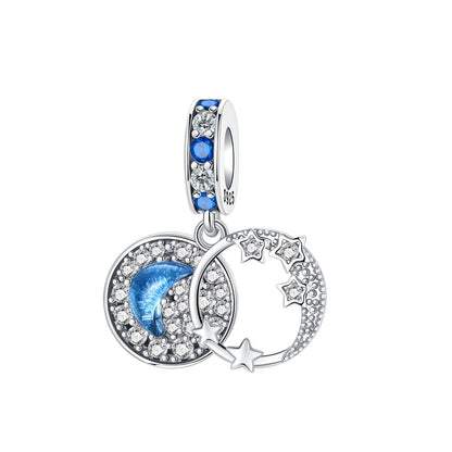 925 Sterling Silver Colorful Sun Moon Stars Dangle Charm – DIY Jewelry