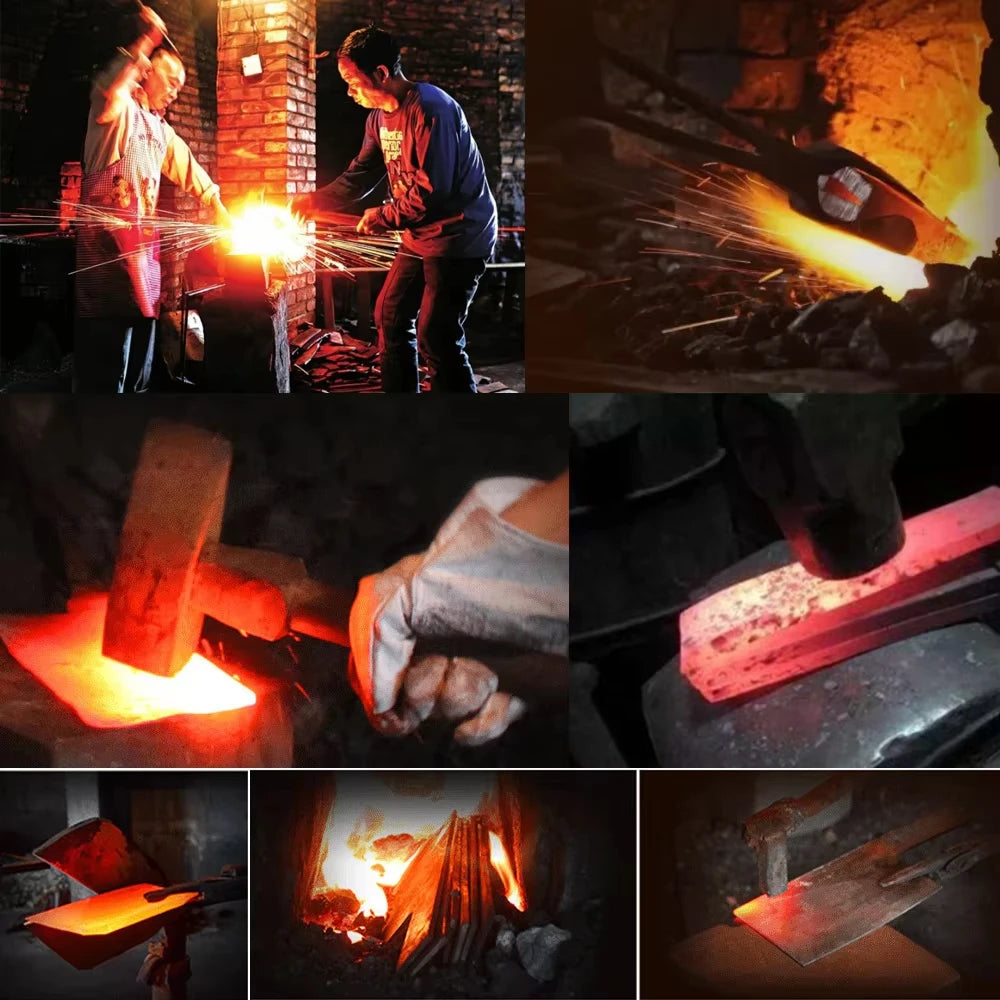 Hand-Forged Professional Butcher Knife Full Tang High-Carbon Steel Sharp Chinese Chef Knife Pork Beef Lamb Poultry Cutting Knife