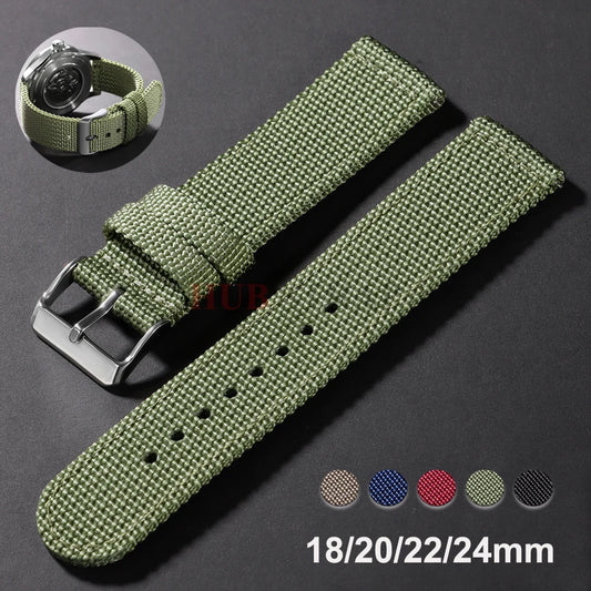 Nylon Canvas Watch Band Woven Soft Belt Universal Bracelet for Men Women Sport Military Universal  Wristband 18mm 20mm 22mm 24mm