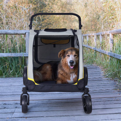 Premium 4-Wheel Dog Stroller - Foldable Pet Jogger for All-Size Dogs - BeeTrendyShop.COM