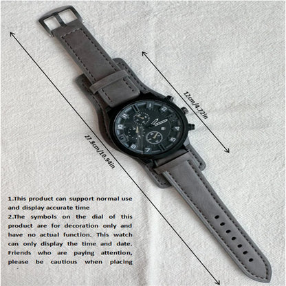 Fashion Retro Men's Quartz Wristwatches Luxury Man Watch PU Leather Business Watch Military Tactical Outdoor Sport Wristwatch - BeeTrendyShop.COM