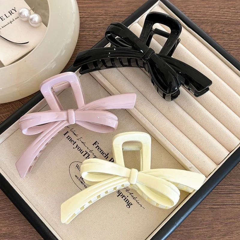 Large Bow Hair Claw Clip – Korean Acrylic Ponytail Barrette for Women