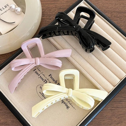 Large Bow Hair Claw Clip – Korean Acrylic Ponytail Barrette for Women