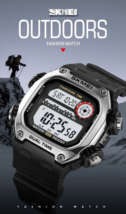 SKMEI 2126 Digital Countdown Sports Watches for Men LED Display Waterproof Stopwatch Mens Wristwatch Alarm Clock montre homme - BeeTrendyShop.COM
