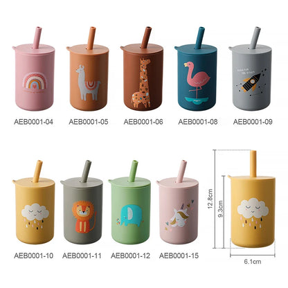 Baby Feeding Straw Cup – Anti-Hot Leakproof Silicone Toddler Water Bottle
