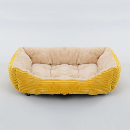 Plush Square Pet Bed - Calming Sofa Cushion for Cats & Small/Medium Dogs - BeeTrendyShop.COM