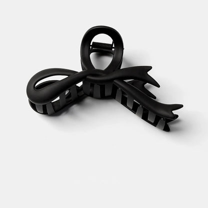 Matte Ribbon Bow Hair Claw Clip – Vintage Shark Ponytail Barrette for Women