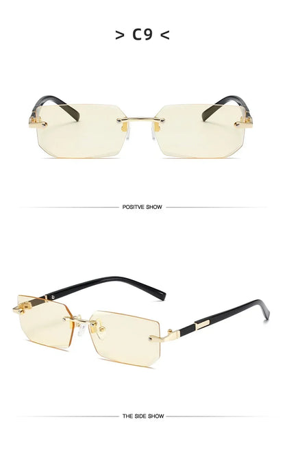 High Definition Blue Light Blocking Sunglasses – UV400 Rimless Square Eyewear