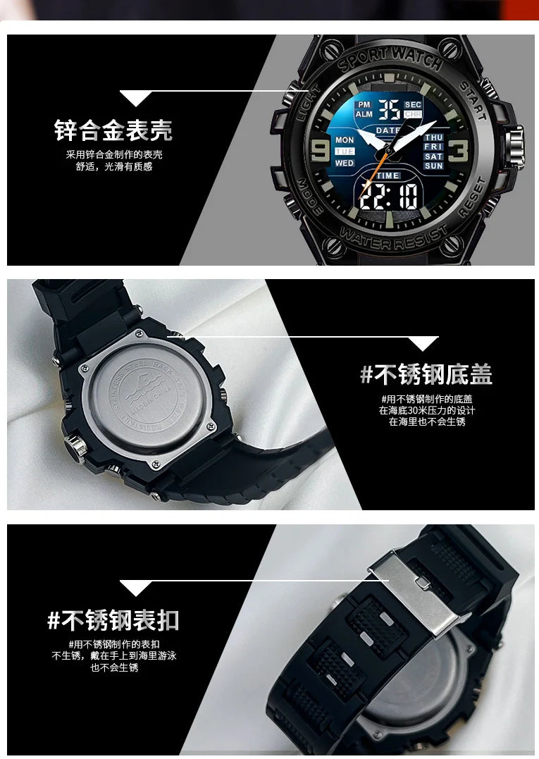 Digital Men Military Watch 50m Waterproof Wristwatch LED Quartz Clock Sport Watch Male Big Watches Men Relogios Masculino