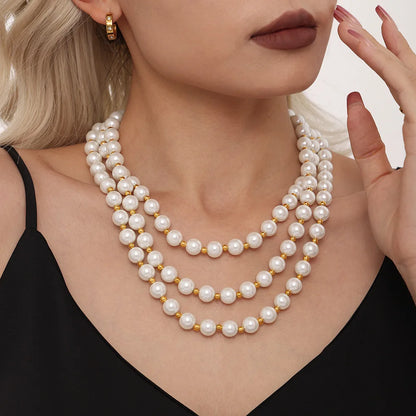 Shell Beaded Stainless Steel Necklace – 18K Gold Plated Clavicle Chain