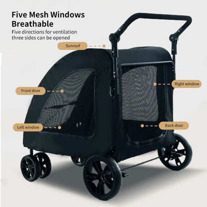 Medium and Large Dog Outing Stroller Pet Stroller Golden Hair Giant Dog Foldable Dog Assistance Car - BeeTrendyShop.COM