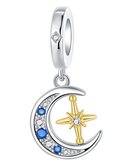 925 Sterling Silver Colorful Sun Moon Stars Dangle Charm – DIY Jewelry