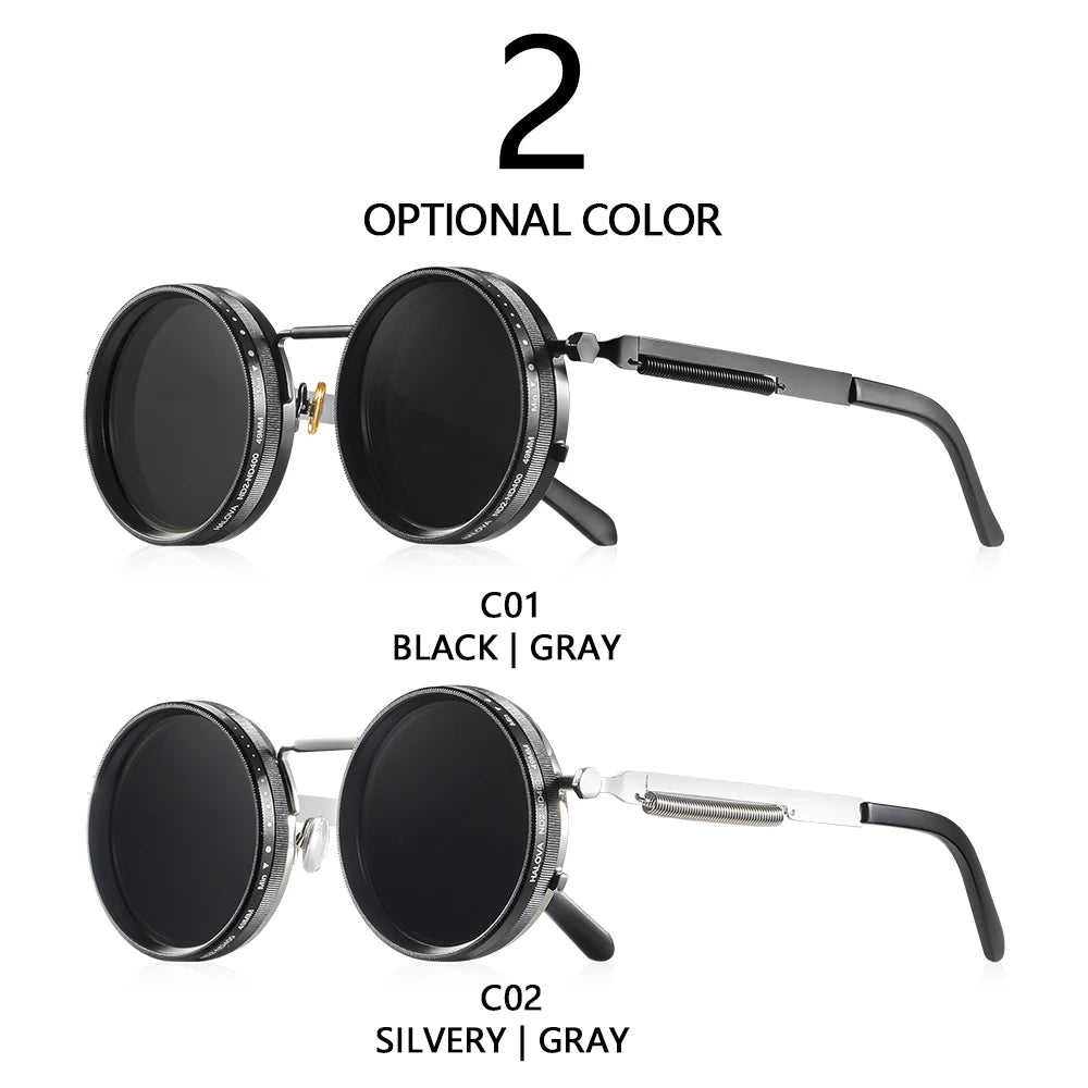 CRIXALIS ND9 Polarized Round Sunglasses – Adjustable Dimming UV400 Alloy Frame
