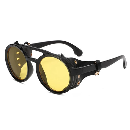 Retro Vintage Round Sunglasses – UV400 Leather Goggles Anti-Wind Unisex 8 Colors