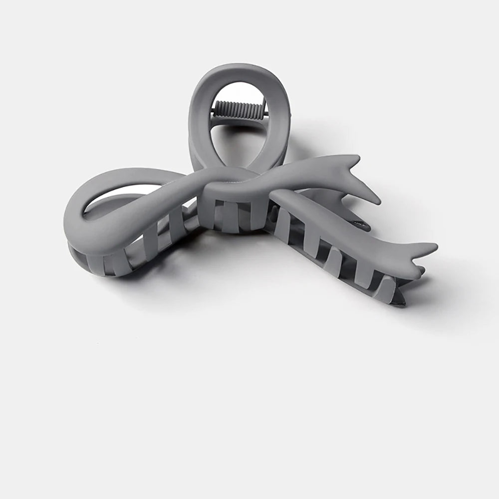 Matte Ribbon Bow Hair Claw Clip – Vintage Shark Ponytail Barrette for Women