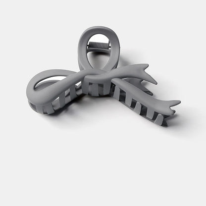 Matte Ribbon Bow Hair Claw Clip – Vintage Shark Ponytail Barrette for Women