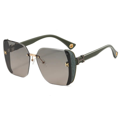 Frameless Oversized Square Sunglasses – Gradient UV400 Lightweight Women's Fashion