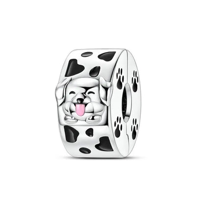 925 Sterling Silver Dog Paw Heart Zircon Charm – Pink Pet DIY Jewelry