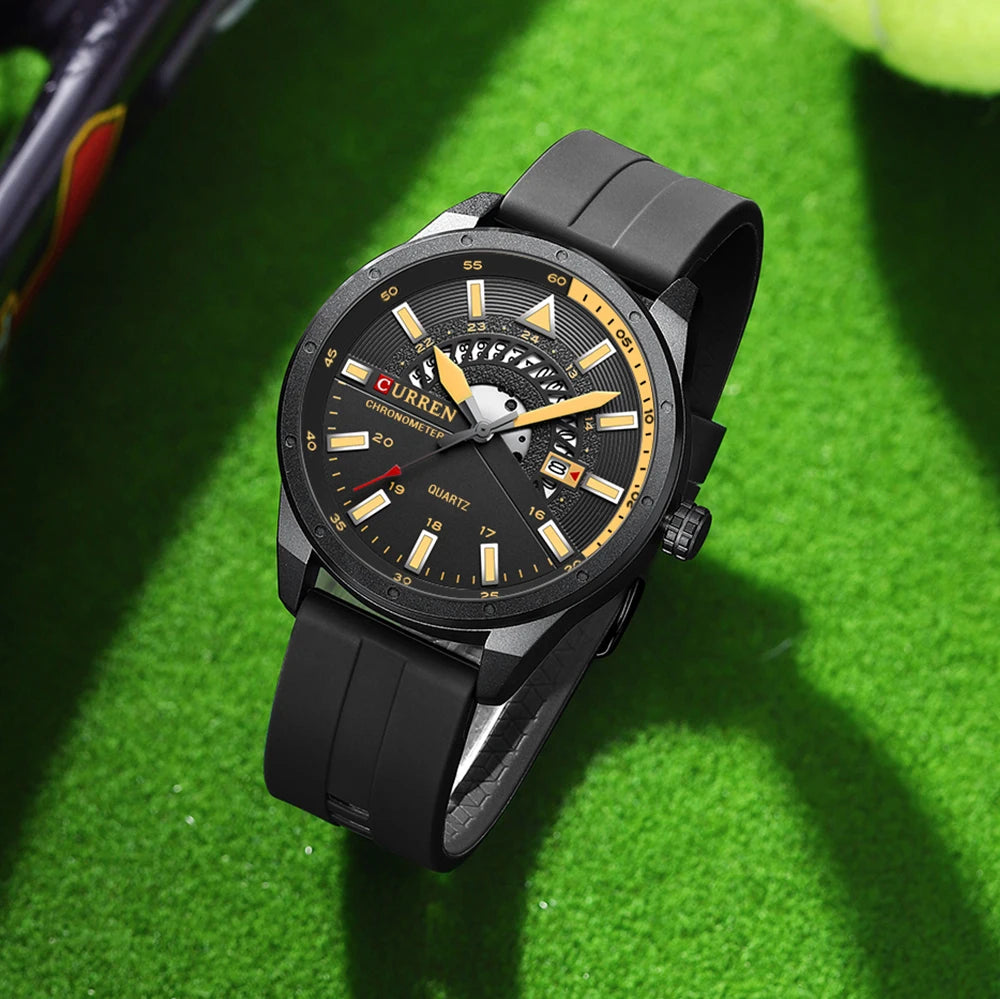 CURREN Fashion Men Watch Top Brand Luxury Waterproof Sport Mens Watches Silicone Automatic Date Military Wristwatch - BeeTrendyShop.COM