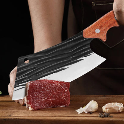 Forged Kitchen Chef Knife – Laser Pattern High Carbon Clad Steel Butcher & Cleaver Knife