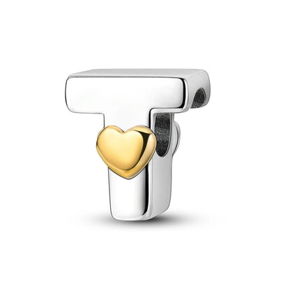 925 Sterling Silver A-Z Letter Charm Beads – Gold Alphabet DIY Birthday Jewelry
