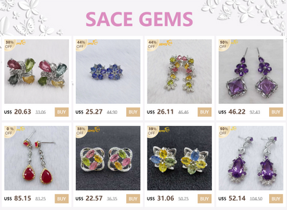 SACE GEMS 925 Sterling Silver Natural Tourmaline Stud Earrings – Fine Jewelry Gift for Women