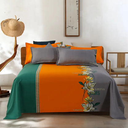 Modern Polyester Cotton Flat Bed Sheet – Soft Bed Linen for Single, Queen & King Size (No Pillow Covers)