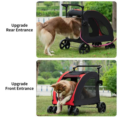 Medium and Large Dog Outing Stroller Pet Stroller Golden Hair Giant Dog Foldable Dog Assistance Car - BeeTrendyShop.COM