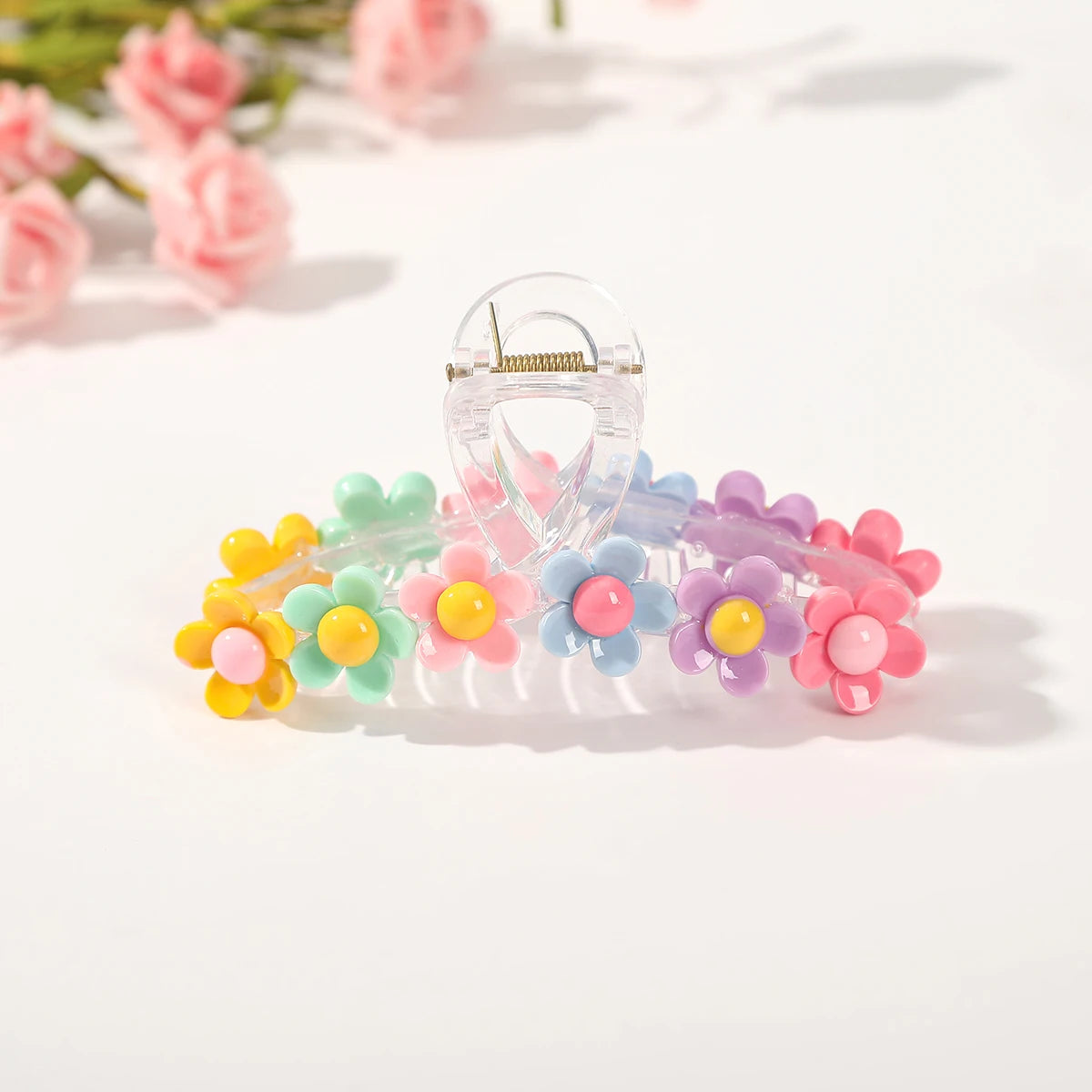 Sweet Flower Hair Claw Clip – Cute Ponytail Hairpin for Women