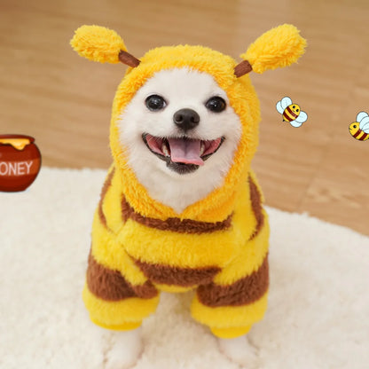 Bee-Themed Pet Hoodie – Warm Fleece Costume for Dogs & Cats - BeeTrendyShop.COM