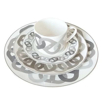 European Modern Bone China Ceramic Steak Plate – Fresh Tableware Cup & Plate Set