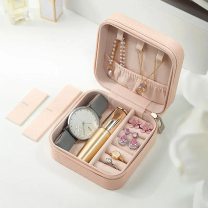 Portable Mini Jewelry Storage Box for Travel – Compact Organizer for Rings, Earrings & Necklaces