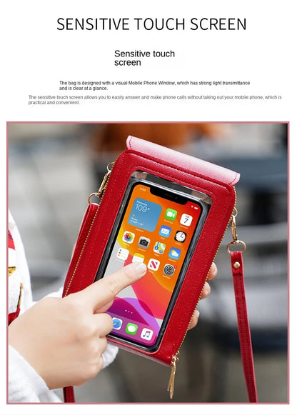 Crazy Bag Fashion Touch Screen Lock Cell Phone Bag Women's Mobile Phone Card Holder Crossbody Shoulder Bag - BeeTrendyShop.COM