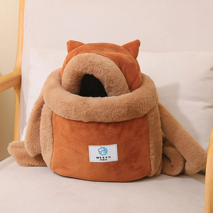Plush Pet Carrier Backpack – Warm & Portable for Cats & Dogs