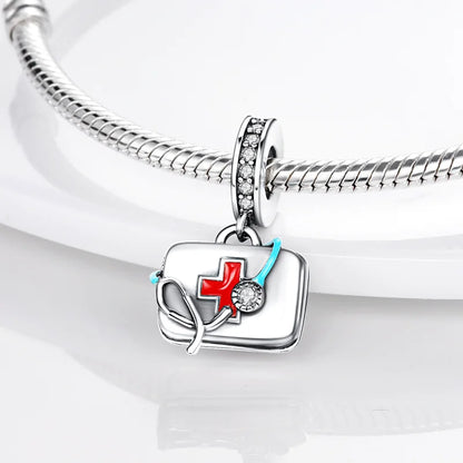 925 Sterling Silver Stethoscope Charm Bead – Medical DIY Jewelry for Bracelets