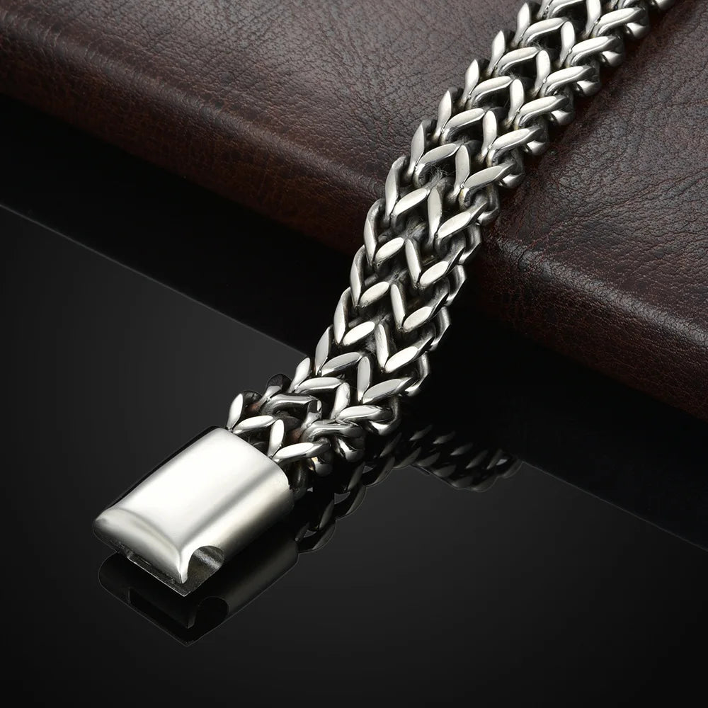 Stainless Steel Magnetic Buckle Bracelet – Fish Scale Braided Chain | Unisex