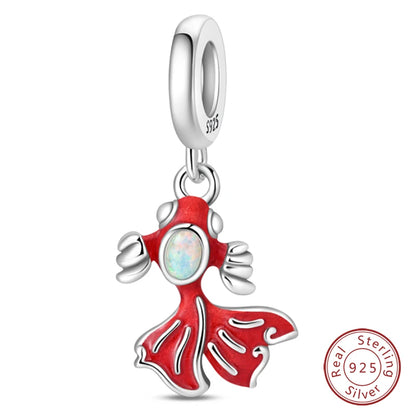 925 Sterling Silver Red Wine, Chili & Dumbbell Charm Bead – Fun DIY Jewelry