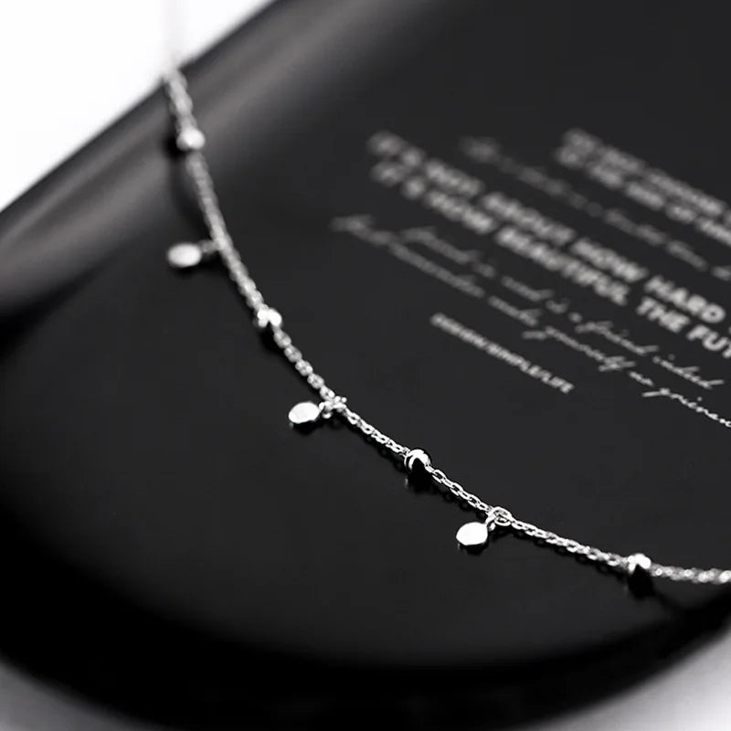 925 Sterling Silver Tassel Round Pendant Necklace – Elegant Geometric Chain for Women