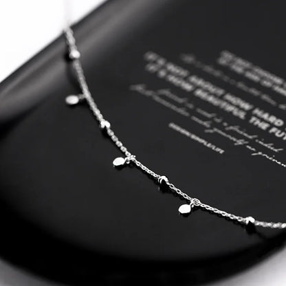 925 Sterling Silver Tassel Round Pendant Necklace – Elegant Geometric Chain for Women
