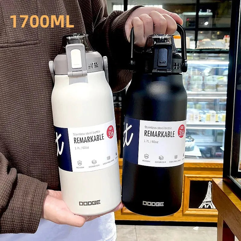 Large Capacity Stainless Steel Tumbler with Straw – Hot & Cold Vacuum Flask